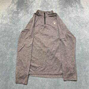 Spyder Active Pro Web Shirt Mens Medium Heather Gray Raglan Sleeve Quarter Zip